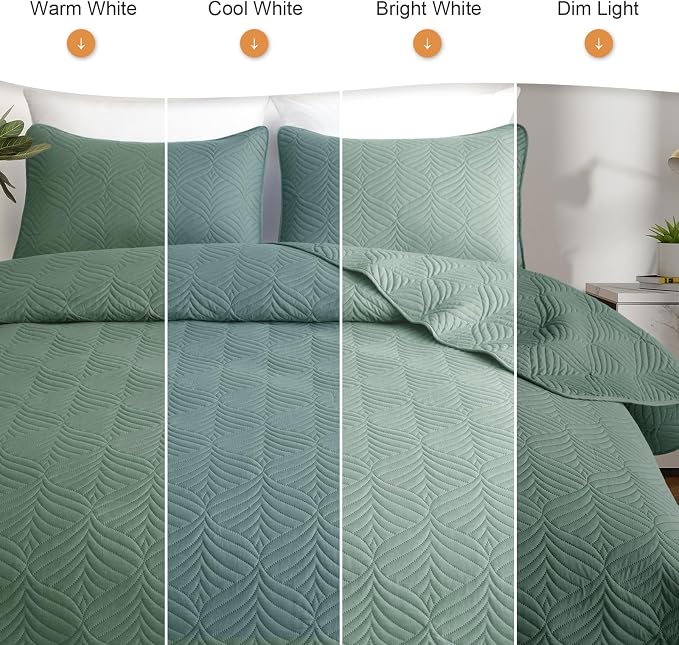 Whale Flotilla Soft Cal King Quilt Bedding Set, Lightweight Bedspreads | Olive - Image 5