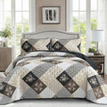 Dinjoy Patchwork Quilt Set Queen Size, Boho Bedding Set, Reversible Summer by DINJOY