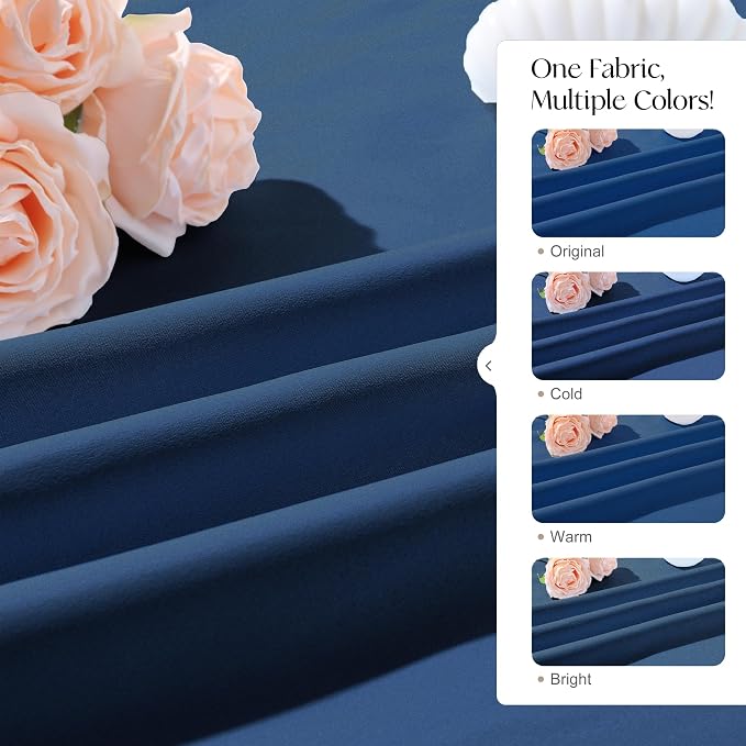 Etherealveil Navy Blue Pinch Pleated Blackout Curtains 2 Panels 40"x102" | Back - Image 8