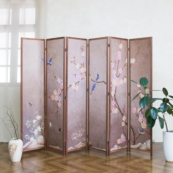 6 Panel Room Divider, 5.6 ft Tall Blackout Folding Privacy Screen - Image 5