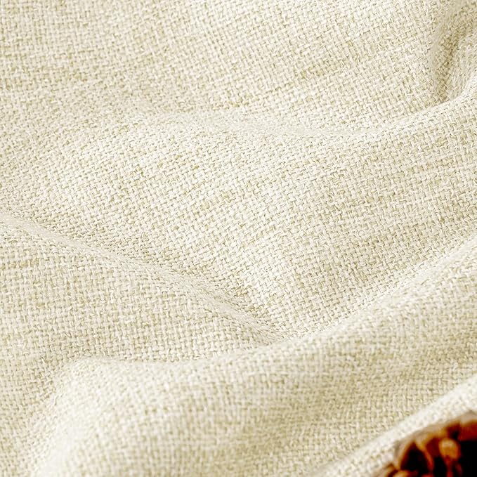 Cream Linen Blackout Curtains for Bedroom - Image 4