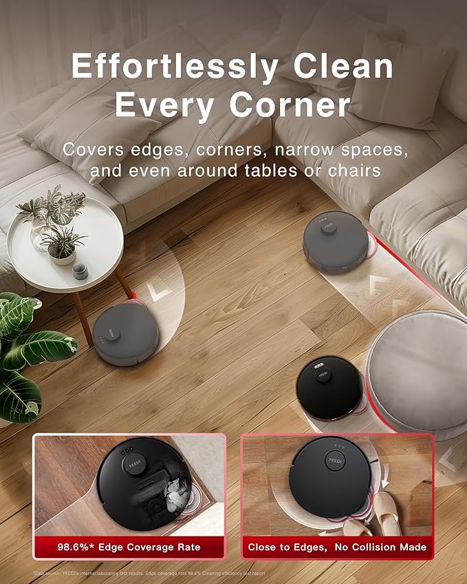 Yeedi M12 PRO Robot Vacuum and Mop Combo, 11000Pa Powerful Suction, ZeroTangle Hair-Free Brush, Auto Mop Washing & Drying, Smart Obstacle Avoidance, Self-Emptying Dock, Ideal for Pet Homes