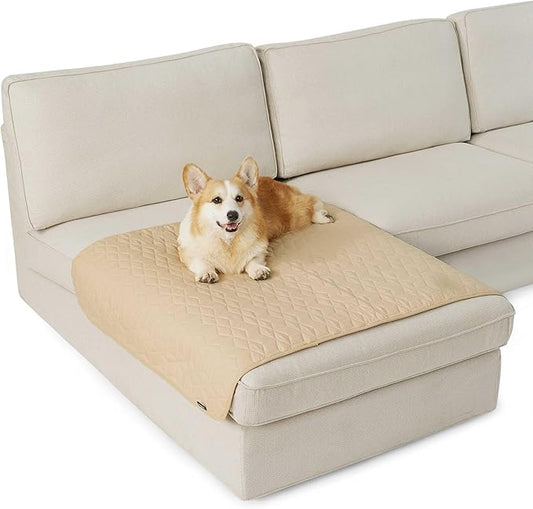 Bedsure 100% Waterproof Couch Cover for Dogs Washable - Non Slip Waterproof Dog Blanket for Couch Sofa, Lightweight Furniture Protector Durable for Pet Cat Puppy with Non-Slip Bottom, Beige, 40x50IN