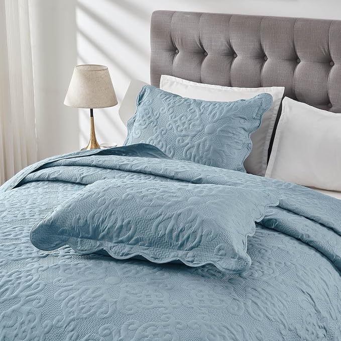 Kingnex Oversized King Bedspreads 128x120 Spa Blue | Lightweight, Extra Wide - Image 6