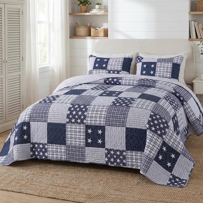 SLPR - Americana Patriotic Quilt Set, Star Bedding, Twin by SLPR