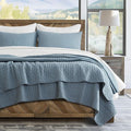 x Kinsey Walsh 100% Cotton Cross Stitch Quilt, Dusty Blue | Cross Stitch Cotton by EVERGRACEHOME