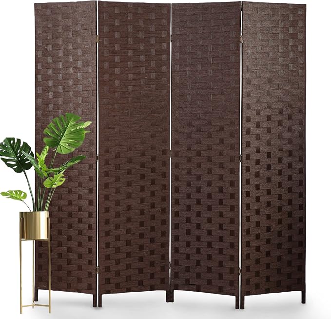 Room Divider, 4 Panels 6FT Folding Privacy Screen Room Divider | Wall Wood Mesh by NChanmar