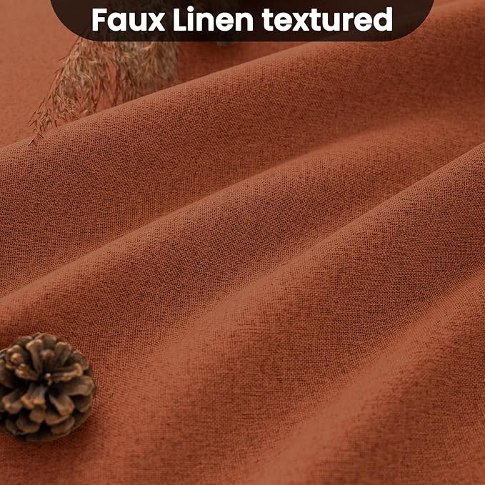 COSVIYA 100% Blackout Burnt Orange Linen Curtains & Drapes 72 Inch Length | - Image 6