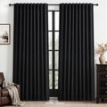 Black Out Curtains 70 Inches Extra Wide Luxury Linen Curtains 84 Inch Length by QJMYDECO