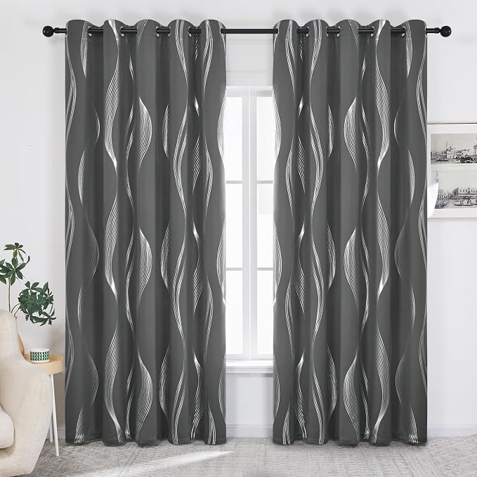 Deconovo Curtains for Living Room, Pattern Blackout Curtains 95 Inches Long | - Image 2