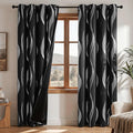 Deconovo Silver Foil Wave Pattern Total Blackout Curtain Panels, Living Room by Deconovo
