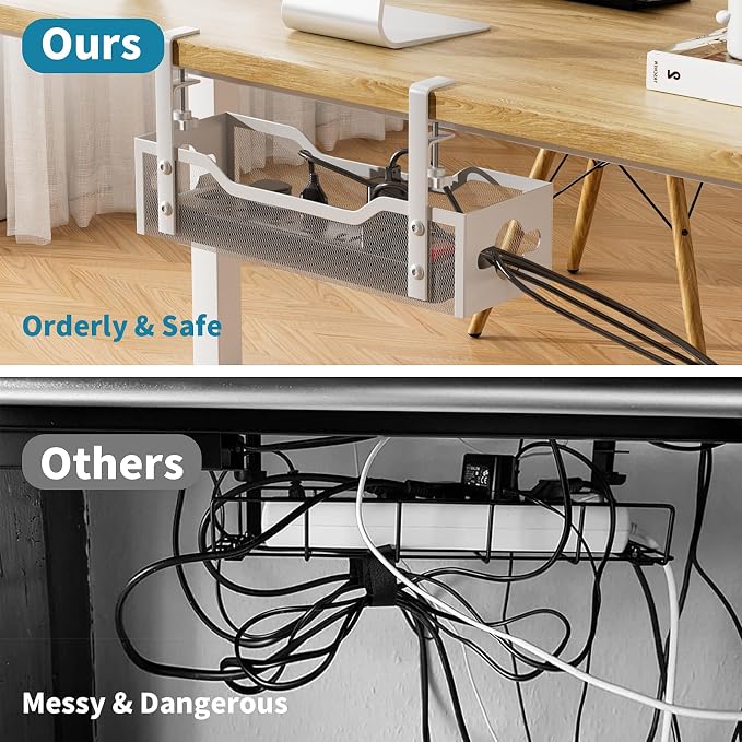 Under Desk Cable Management Tray White, Litwaro Cable Management Under Desk No - Image 6