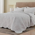 Kingnex Oversized Cal King Bedspreads 120x120 Ultrasonic Quilted White | by Kingnex