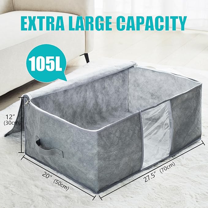 105L Extra Large Storage Bag for Blankets Comforters Bedding Clothes Pillow | - Image 3