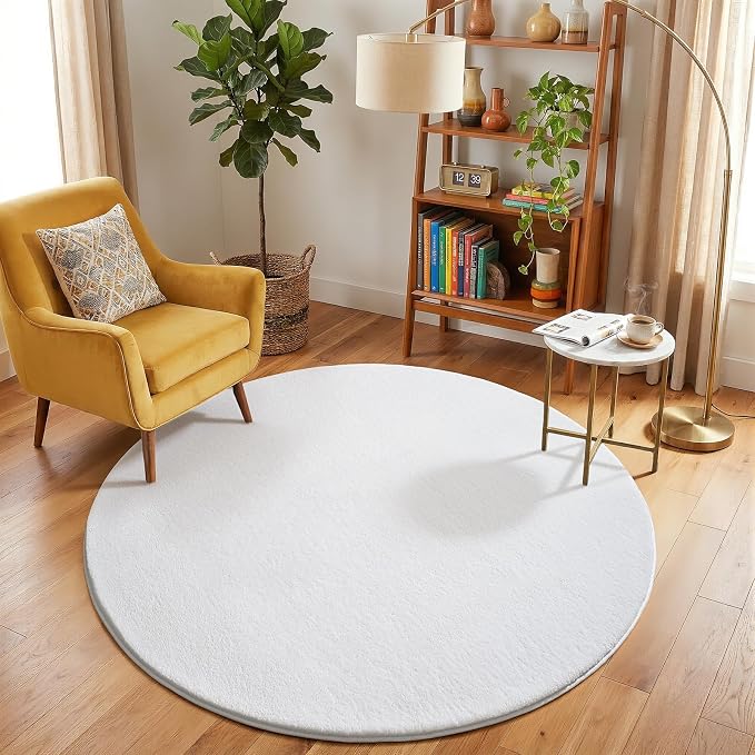 White Round Area Rugs 4ft Circle Rugs - Image 6