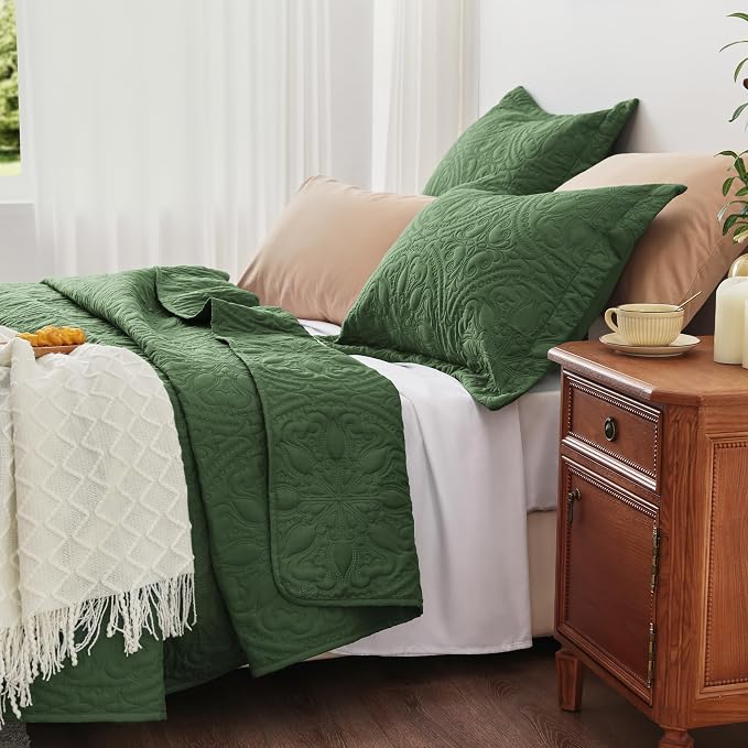 EXQ Home Quilt Set Full Queen Size Mandala Olive Green Bedspread | Bedding Set - Image 4