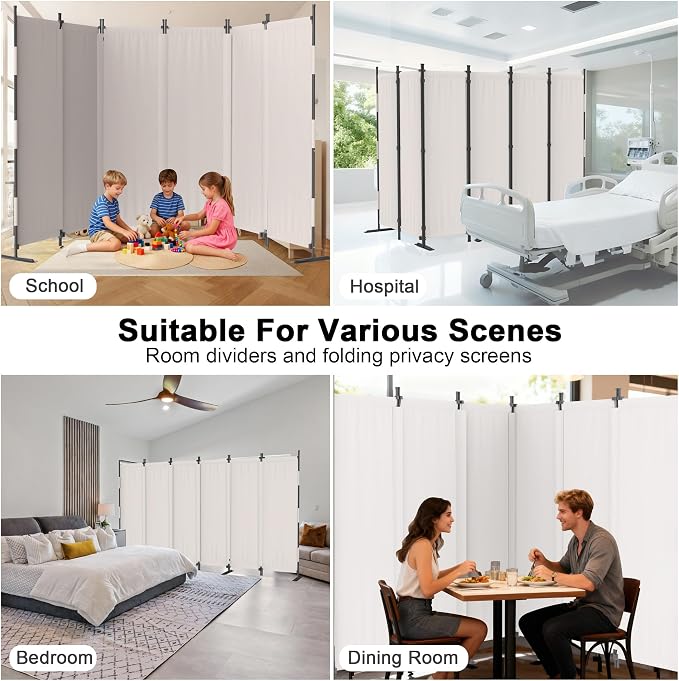 6 Panel Room Divider, 6ft Folding Screen Portable Wall Partition Room Divider - Image 6