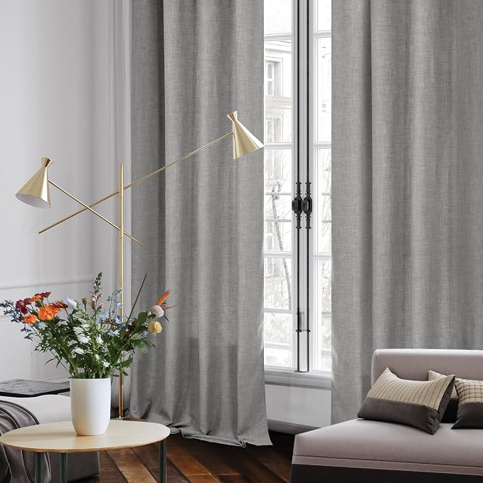 Deconovo Dark Grey Linen Curtains - Image 2