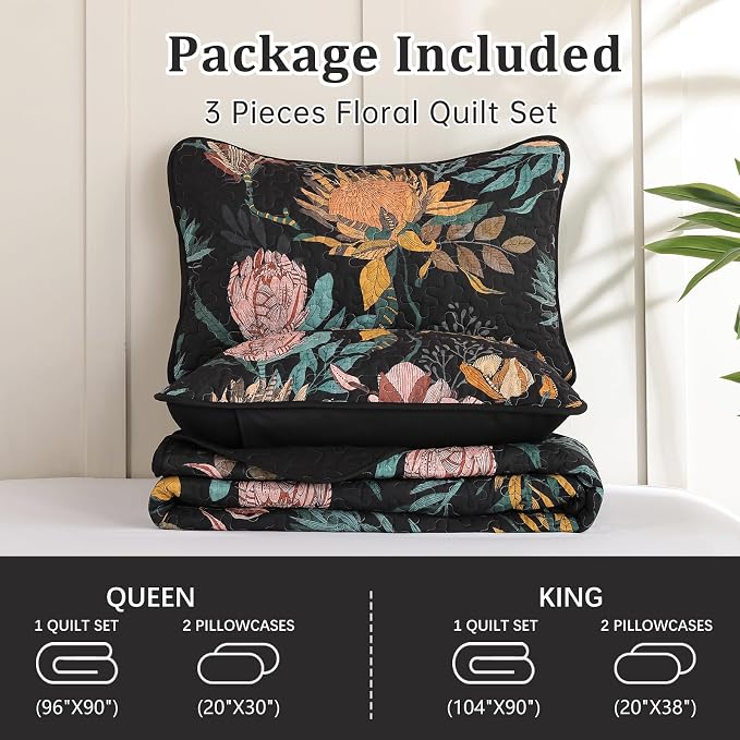 Dintszyayue Quilt Queen Size Black, Soft Microfiber Lightweight Farmhouse Bed - Image 7