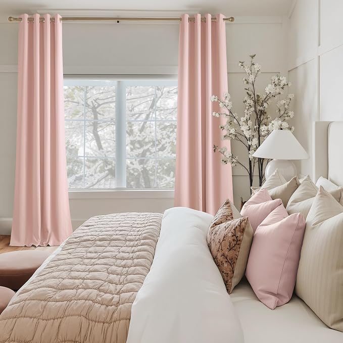 NICETOWN Blush Pink Blackout Curtains 63 Inches Long 2 Panels | W40"xL63" - Image 2