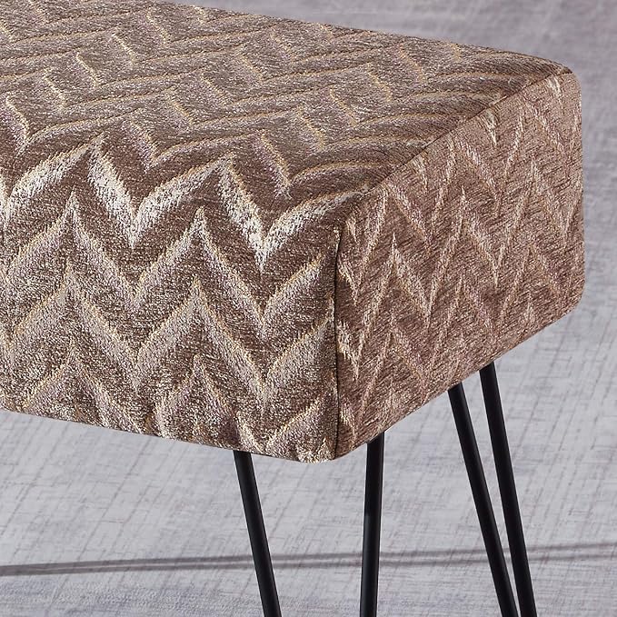 Home Soft Things Jacquard Chenille Ottoman, Arusha-Light Brown, Fuzzy Entry Way - Image 6