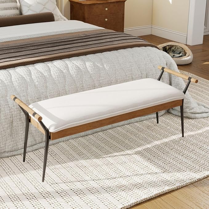 LukeAlon Modern Chenille Ottoman Bench - Image 5