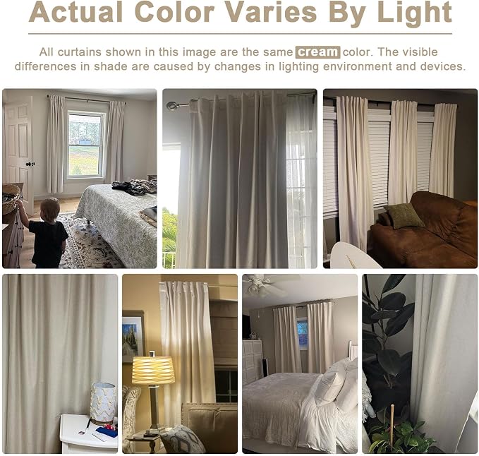 Linen Textured Total Blackout Sliding Door Curtains 90 Inches Long, Oatmeal | - Image 9