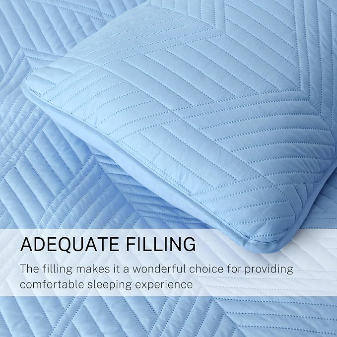 Exclusivo Mezcla Ultrasonic King Quilt Bedding Set, Light Blue | Lightweight - Image 6