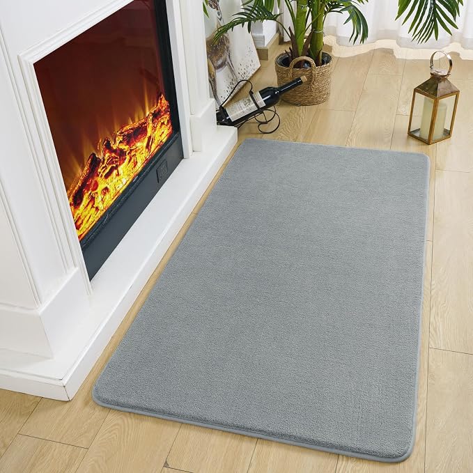 Modern Washable Runner Rugs, 2x4 Feet Grey Bedroom Runner Rug | Small Area Rugs - Image 4