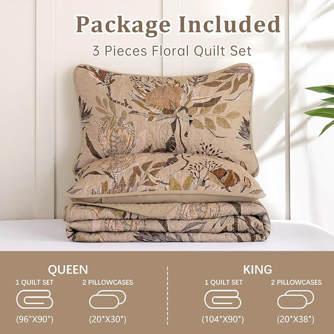 Dintszyayue Fall Quilt Queen Size Brown, Soft Microfiber Lightweight Farmhouse - Image 7