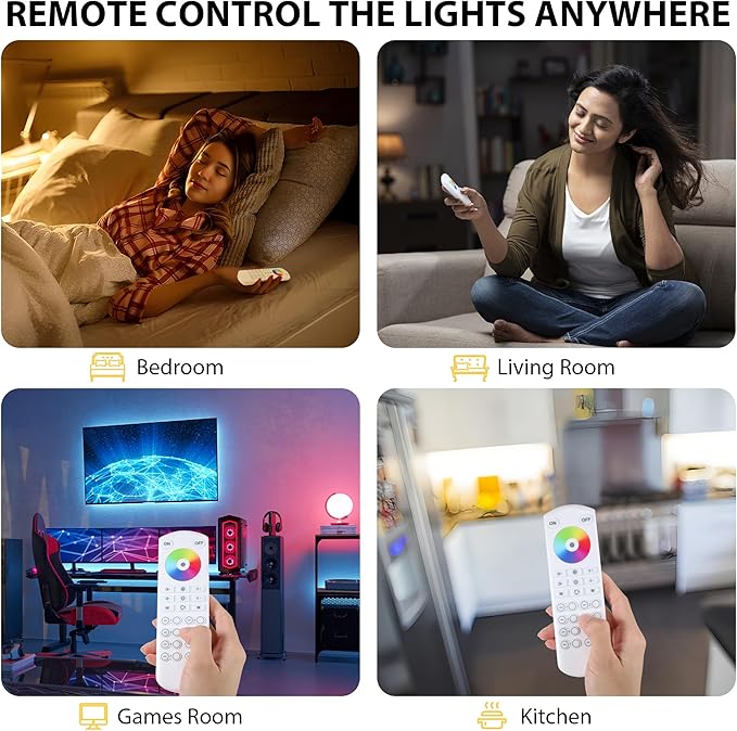 XXK RC05RF RF Remoter, 8-Zone 2.4G Handheld Remote Control Work with RGBCCT RGBW CCT RGB LED Controller (WB5/LM052/LM053), 500ft Wireless Control / 4 Channel Group Control for Home LED Strip Lights