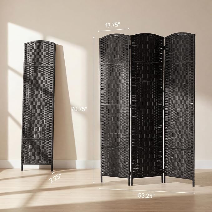 HOMCOM Room Divider 3-Panel, 6FT-Tall Folding Privacy Screen, Coffee | - Image 7