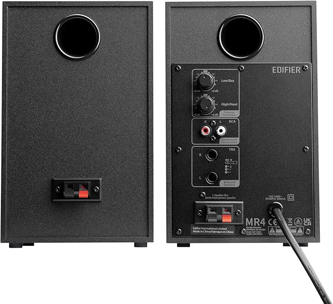 Edifier MR4 Powered Studio Monitor Speakers, 4" Active Near-Field Reference Speaker - Black (Pair)