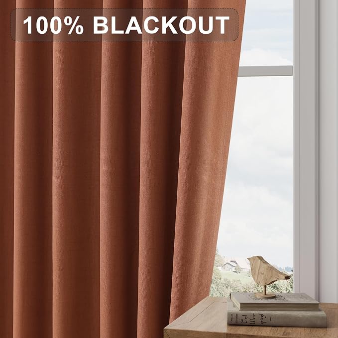 Joywell 100% Blackout Linen Curtains 108 Inch Long - Image 7