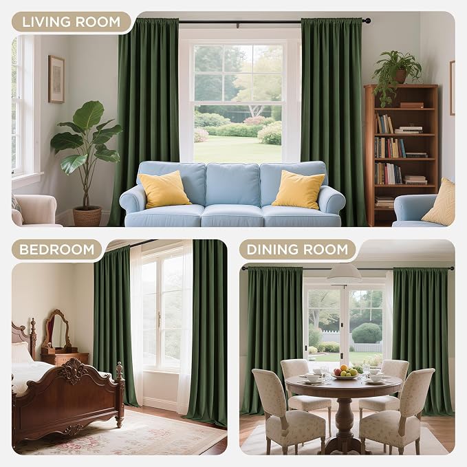 Joydeco 100% Blackout Curtains Velvet Black Out Curtain 120 Inch Drapes | - Image 8