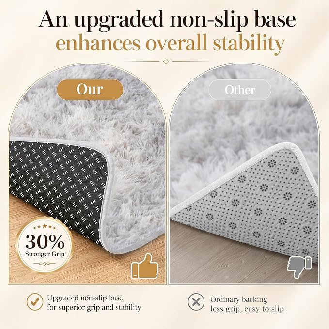 PLHXFR 6x9 Area Rugs Living Room: Fluffy Bedroom Shag Rug Light Grey | Upgrade - Image 6