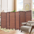 Bamboo Room Divider 6 Panel 47" H, 360°Rotating Feet Privacy Screen, Portable by JVVMNJLK