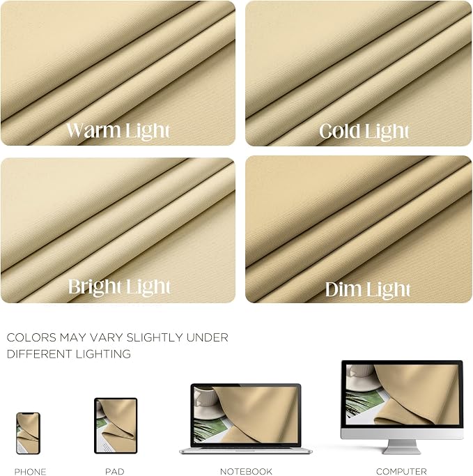 CUCRAF Beige Blackout Curtains 96 inch Length 2 Panels Set, Room Darkening - Image 4