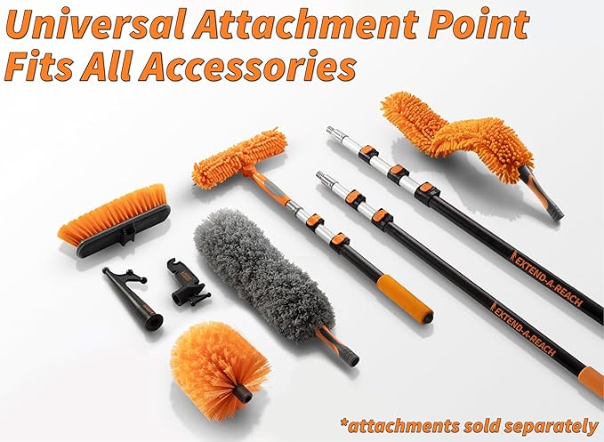 5-30 ft Window Washer Squeegee Kit with Extension Pole (36+ Foot Reach) // Long Handle Squeegee for Window Cleaning & Car Cleaning Multi-Use//Telescopic Professional Window Cleaning Squeegee for Home