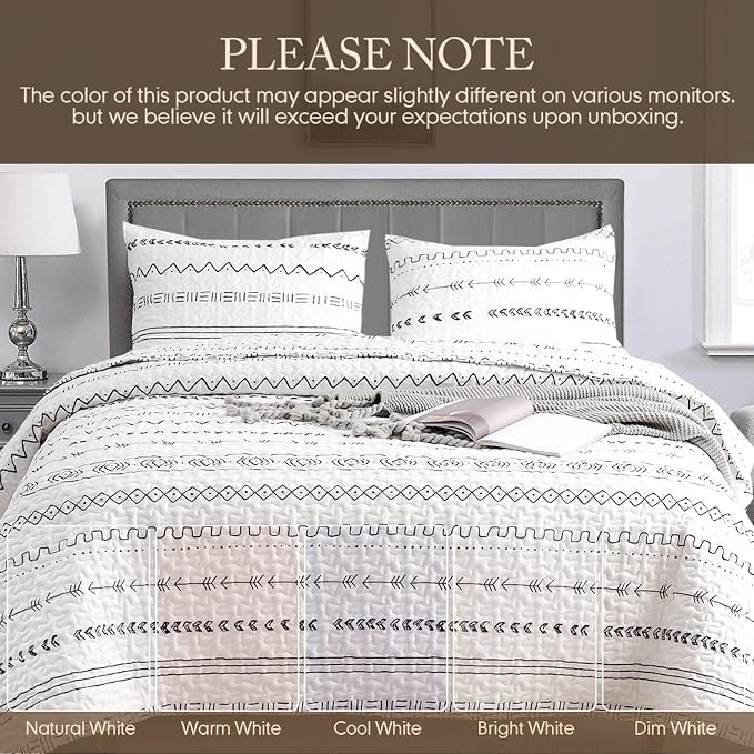 DURLENGEN 3Pcs Quilt Set King Size White, Soft Microfiber Lightweight Bedspread - Image 6