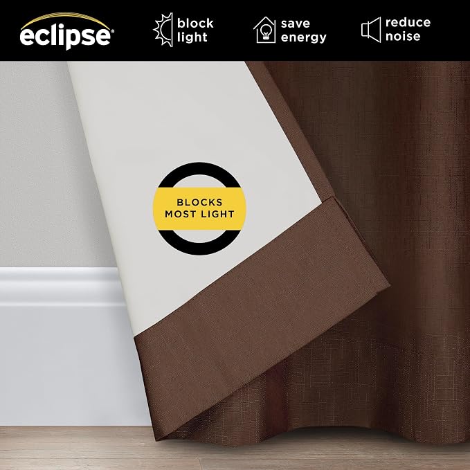 Eclipse Kendall Thermaback Blackout Curtain Set, Chocolate Brown - Image 3