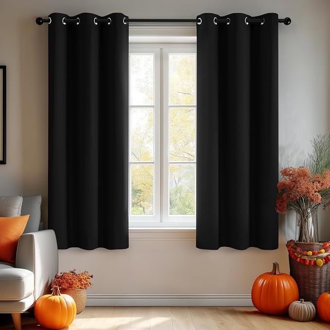 Deconovo Blackout Curtains for Bedroom and Living Room 45 Inches Long | Black by Unknown