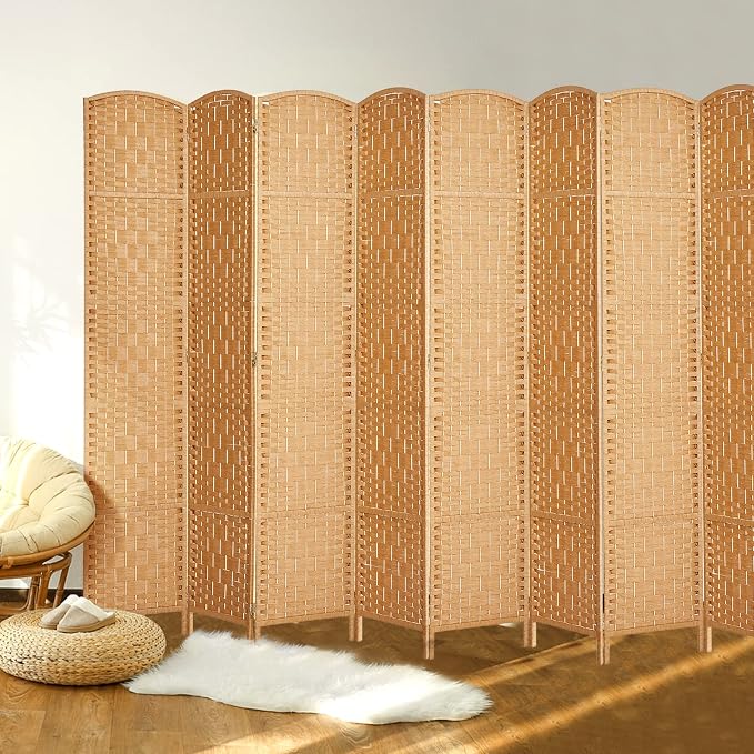 RHF Room Divider Panel, 8 Panel Partition Room Dividers Screen, Light Beige | - Image 4