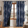 Deconovo Silver Foil Wave Pattern Total Blackout Curtain Panels, Living Room by Deconovo