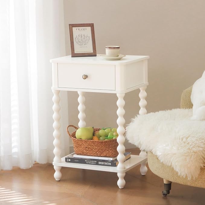 AWASEN White Nightstand, Small Side Table - Image 8