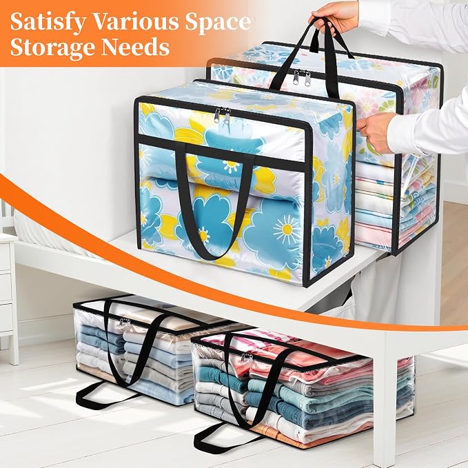 SpaceTrove Clear Storage Bags, foldable waterproof moving bags store comforters - Image 5