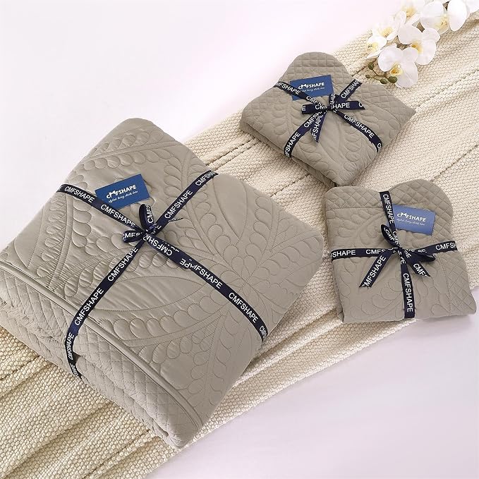 Cmfshape Oversize King Bedspread 128"x120", 3 Piece California King Quilt - Image 9