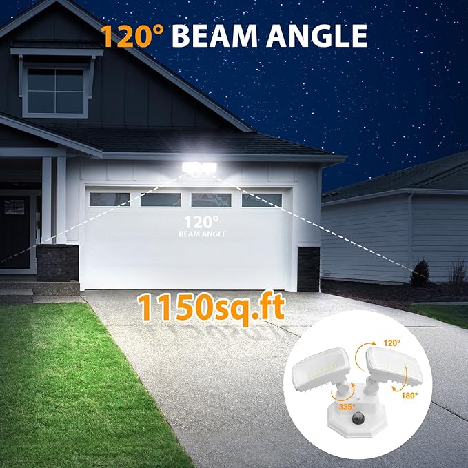 Onforu 32w 3200LM Dusk to Dawn Outdoor Lighting,6500K Dual-Head Flood Light Outdoor with Photocell,IP66 Waterproof Security Lights,2Pack Exterior Daylight off and Night On White Light for Patio Garden