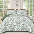 WONGS BEDDING Botanical King Quilt Bedding Set, 3 Pieces Bedspread, Polyester by WONGSBEDDING