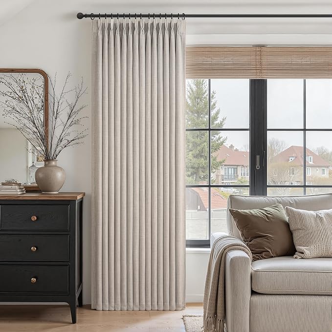 Extra Long Greyish Beige Pinch Pleated 108 Inch High Ceiling Curtains - Image 7